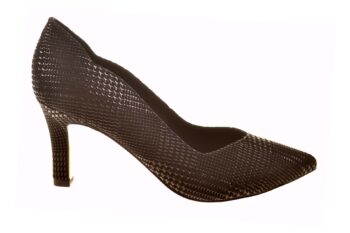 Peter Kaiser pump plateauzool zwart suede print golfuitsnijding