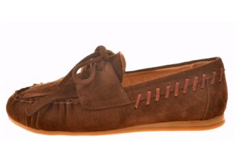 Babouche moccasin franje bruin suede
