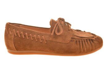 Babouche moccasin franje cognac suede