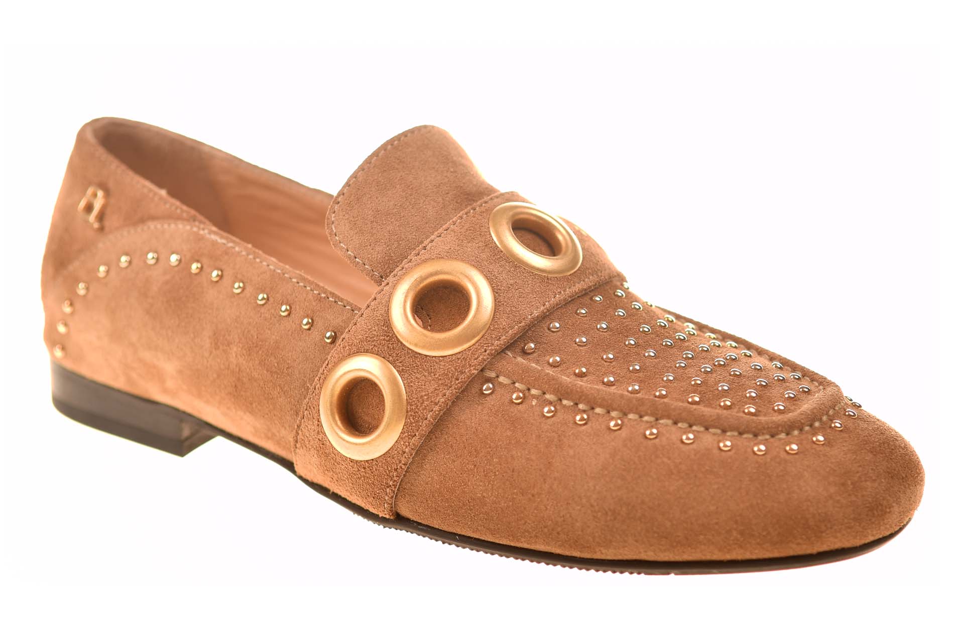 Babouche loafer met studs cognac - Afbeelding 2