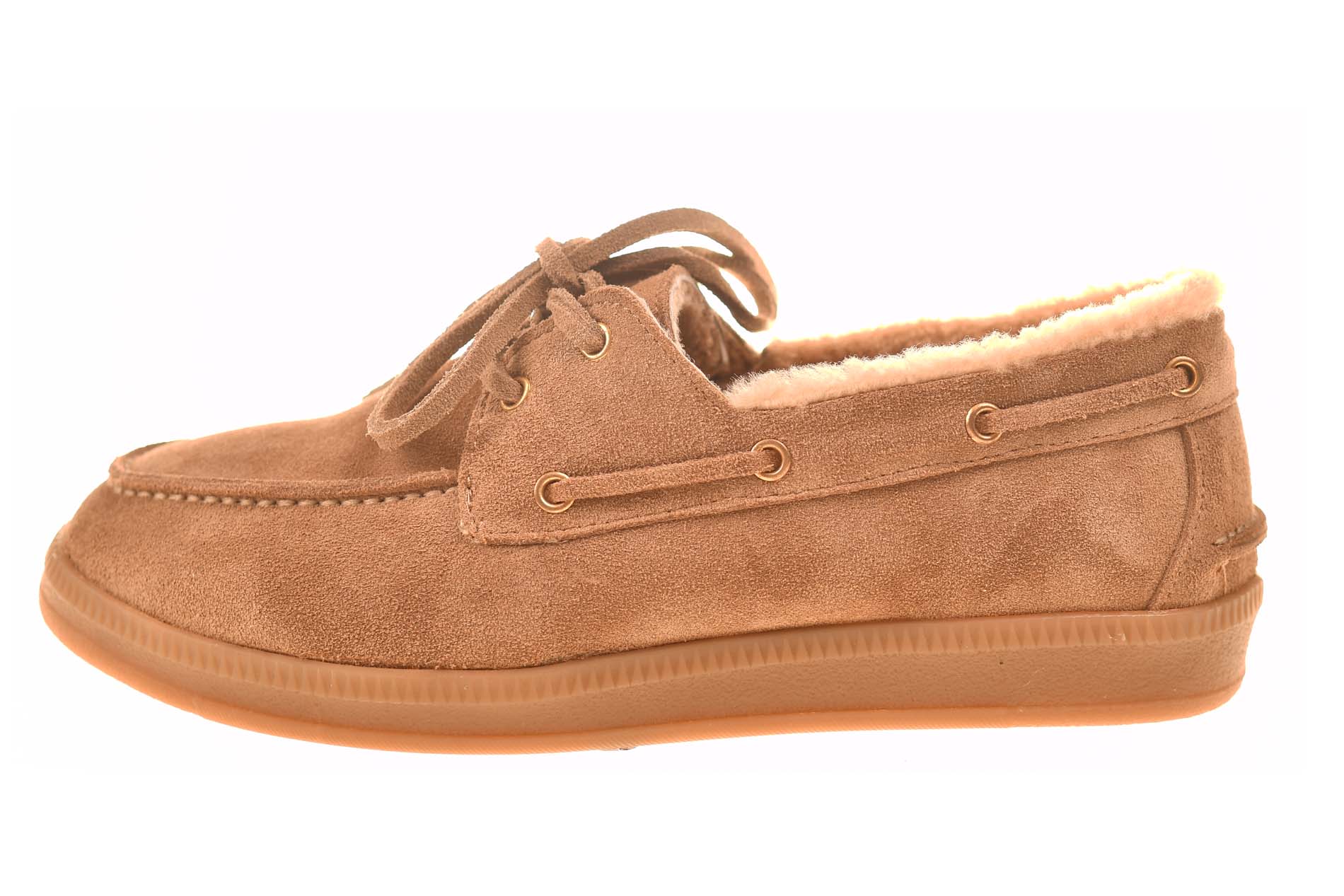 Babouche bootschoen gevoert cognac suede