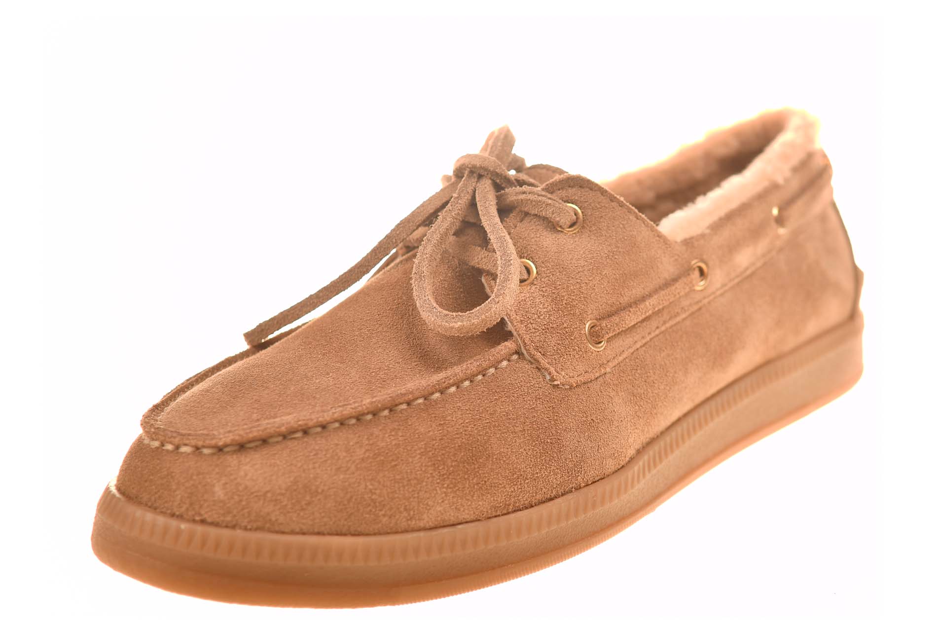 Babouche bootschoen gevoert cognac suede - Afbeelding 2