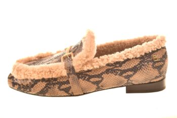 Babouche loafer gevoerd bruin snakeprint
