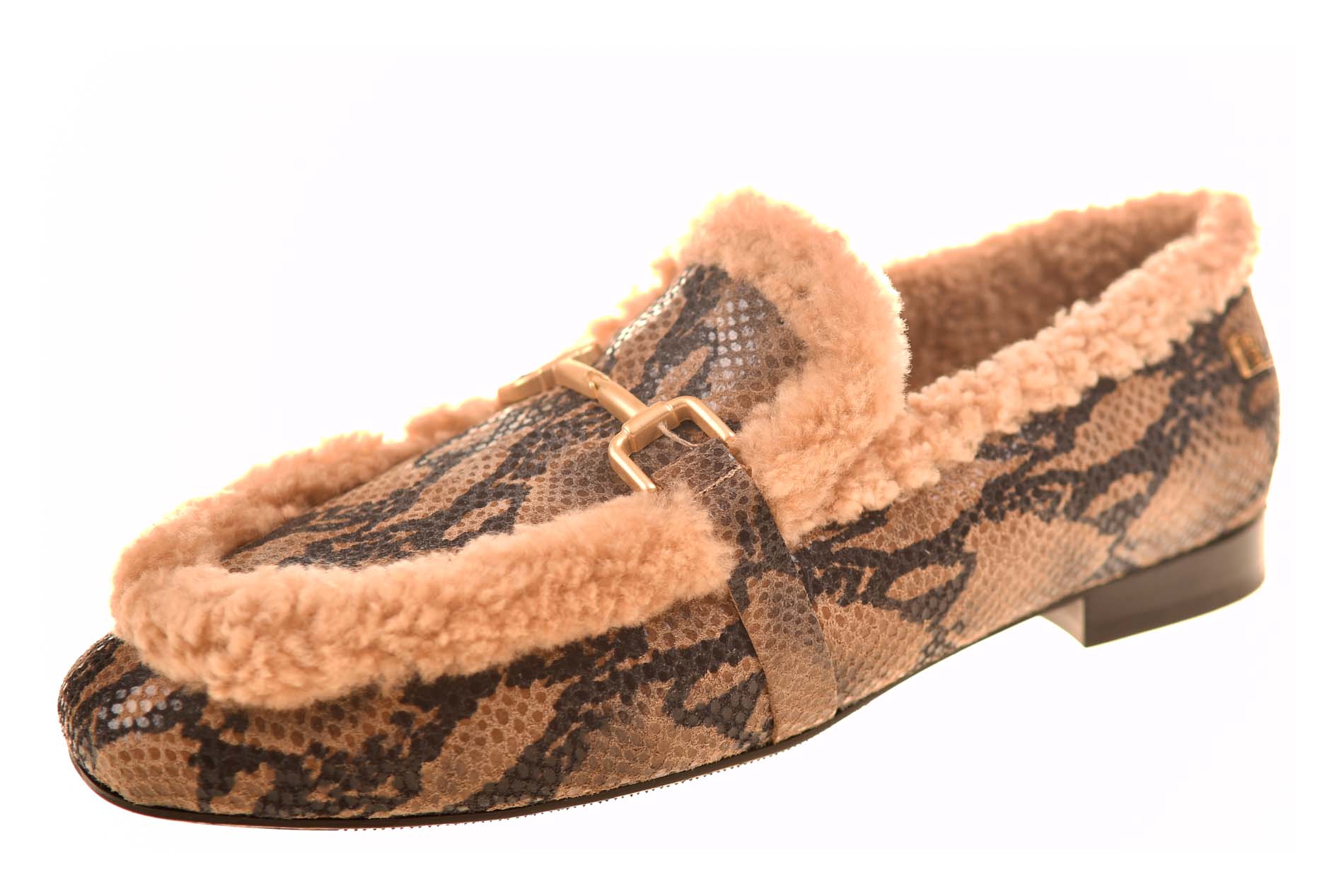 Babouche loafer gevoerd bruin snakeprint - Afbeelding 2