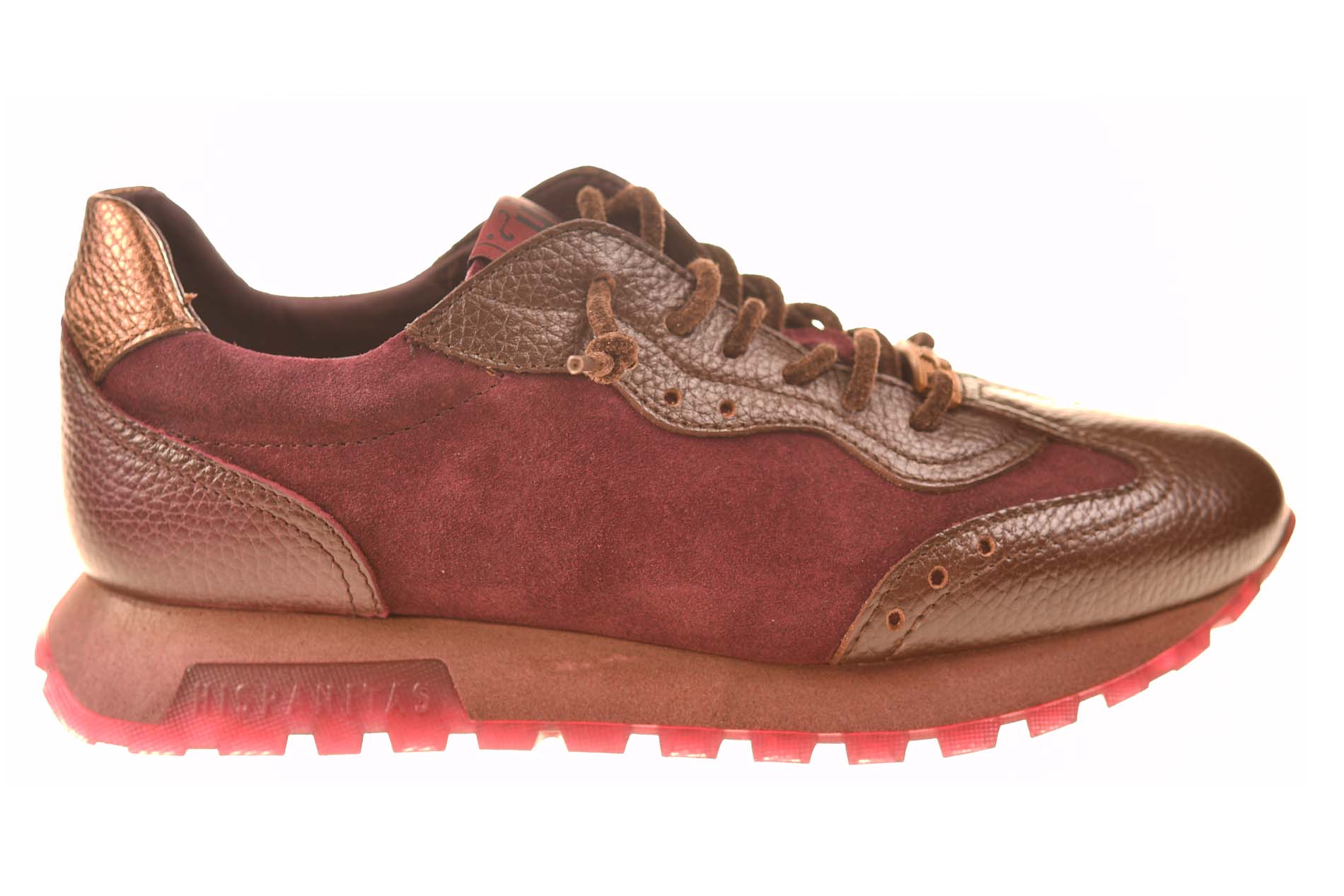 Hispanitas sneaker bordeaux suede en leer