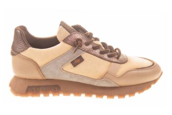 Hispanitas sneaker beige blauw leer en suede