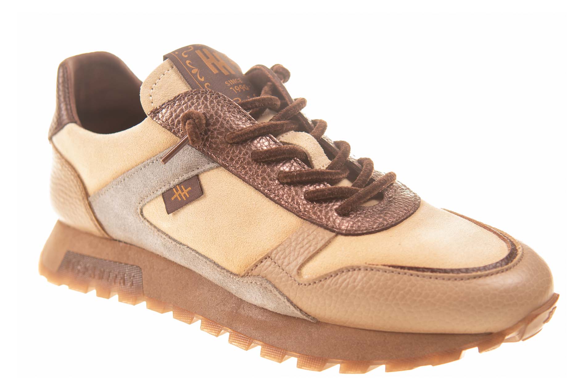 Hispanitas sneaker beige blauw leer en suede - Afbeelding 2