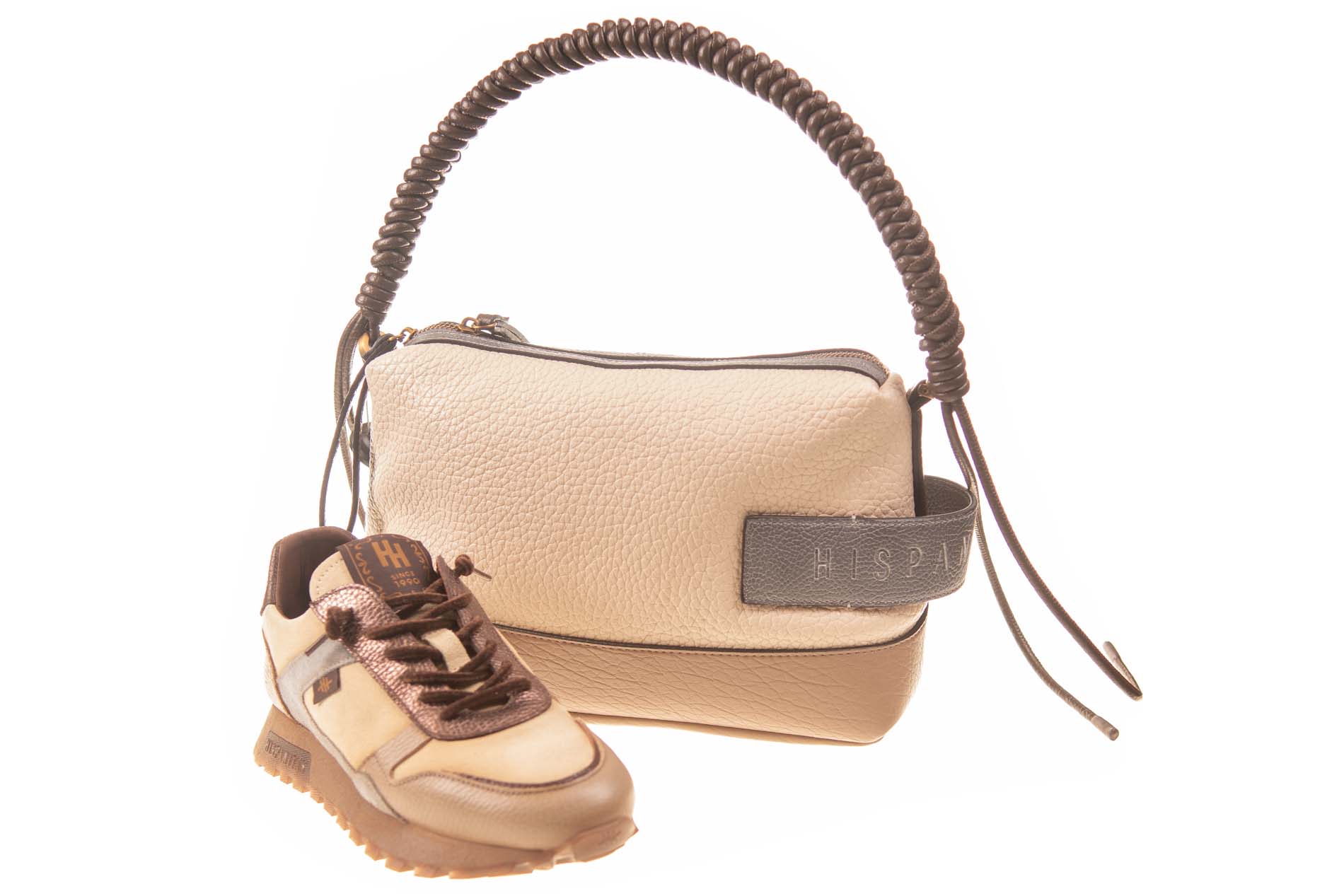 Hispanitas sneaker beige blauw leer en suede - Afbeelding 3
