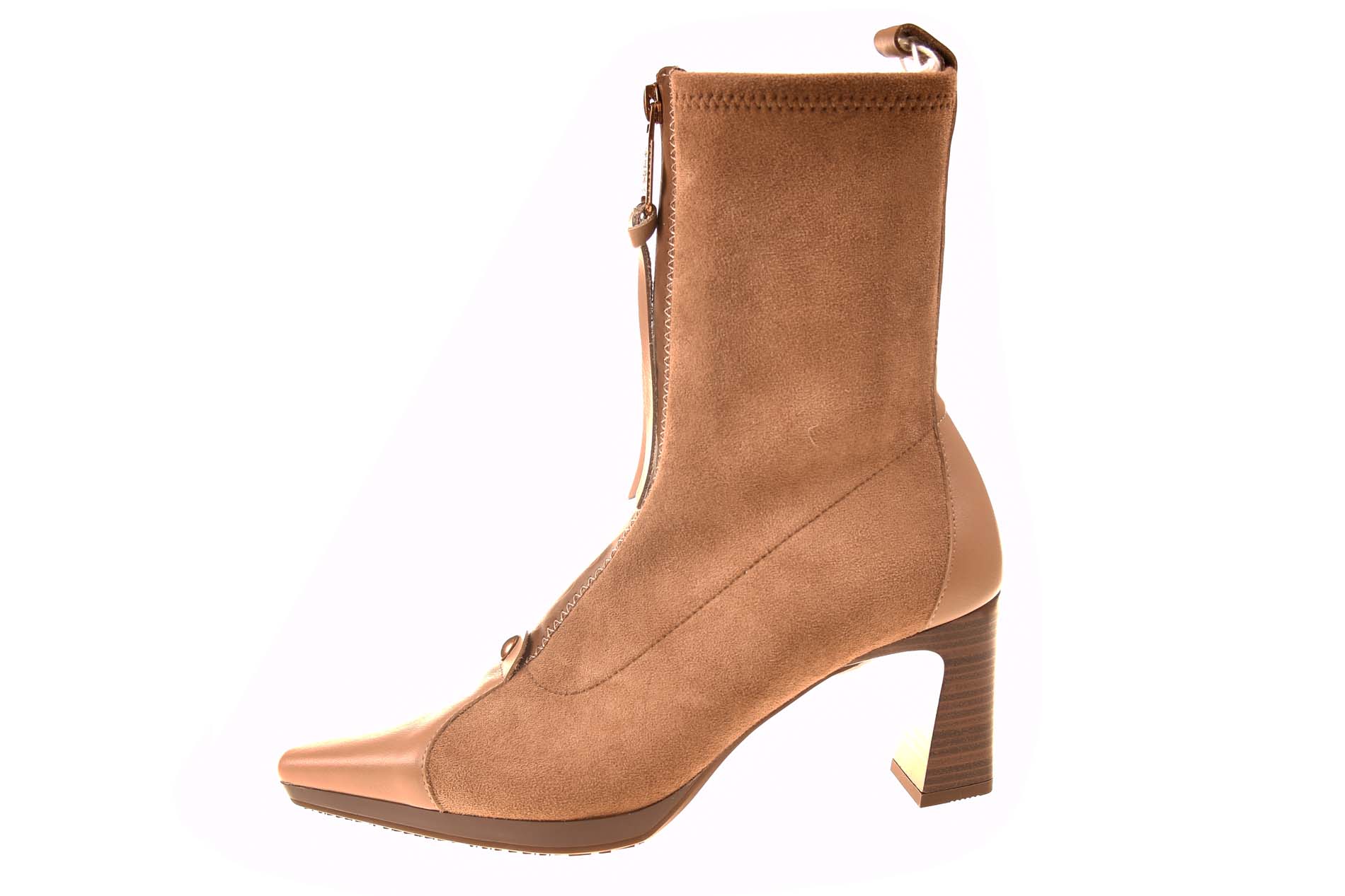 Hispanitas elegant laarsje met rits taupe suede en stretch - Afbeelding 2