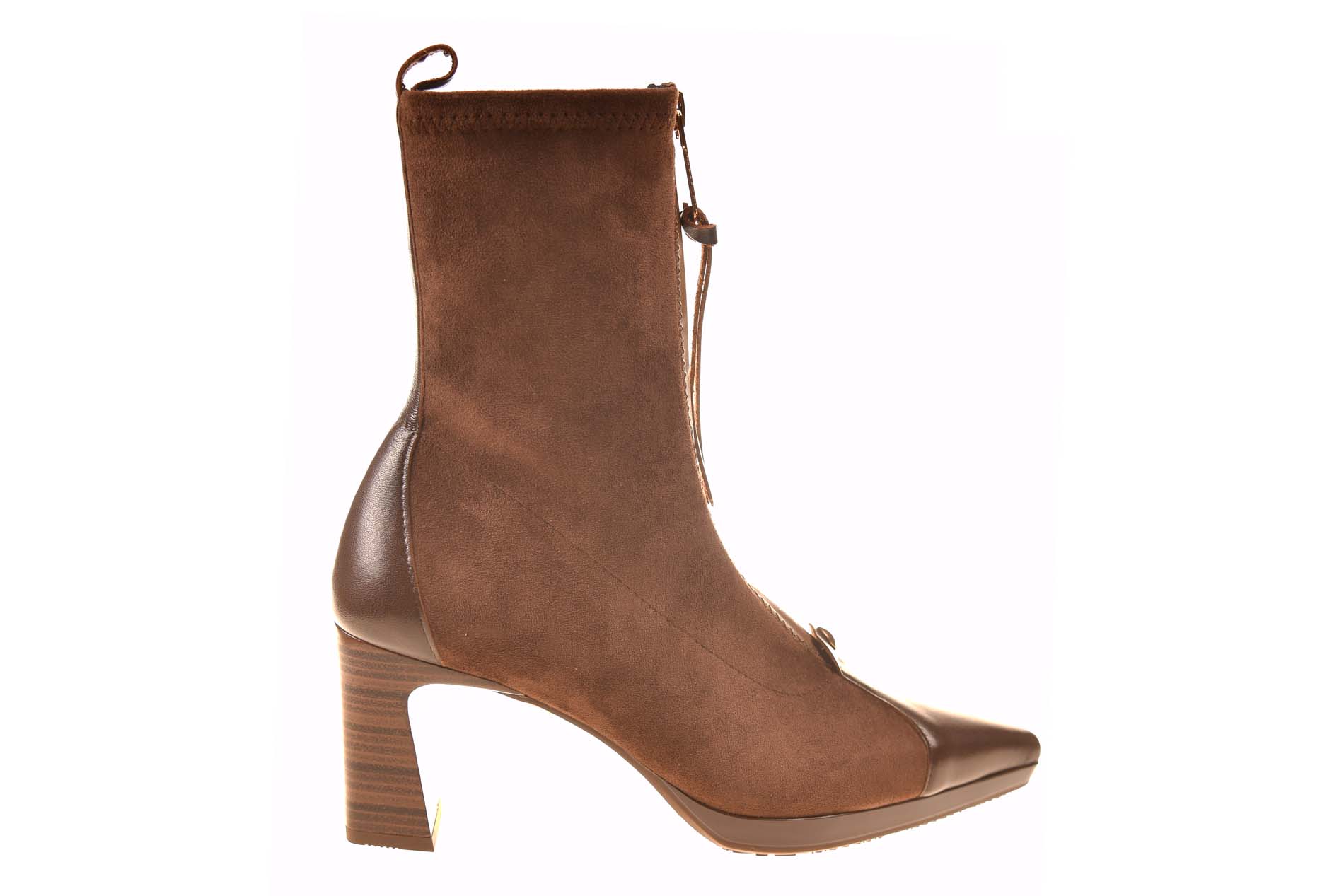 Hispanitas elegant laarsje met rits bruin suede en stretch