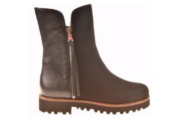 Lorbac vachtboot zwart suede en leer met profielzool twee ritsen lichtgewicht