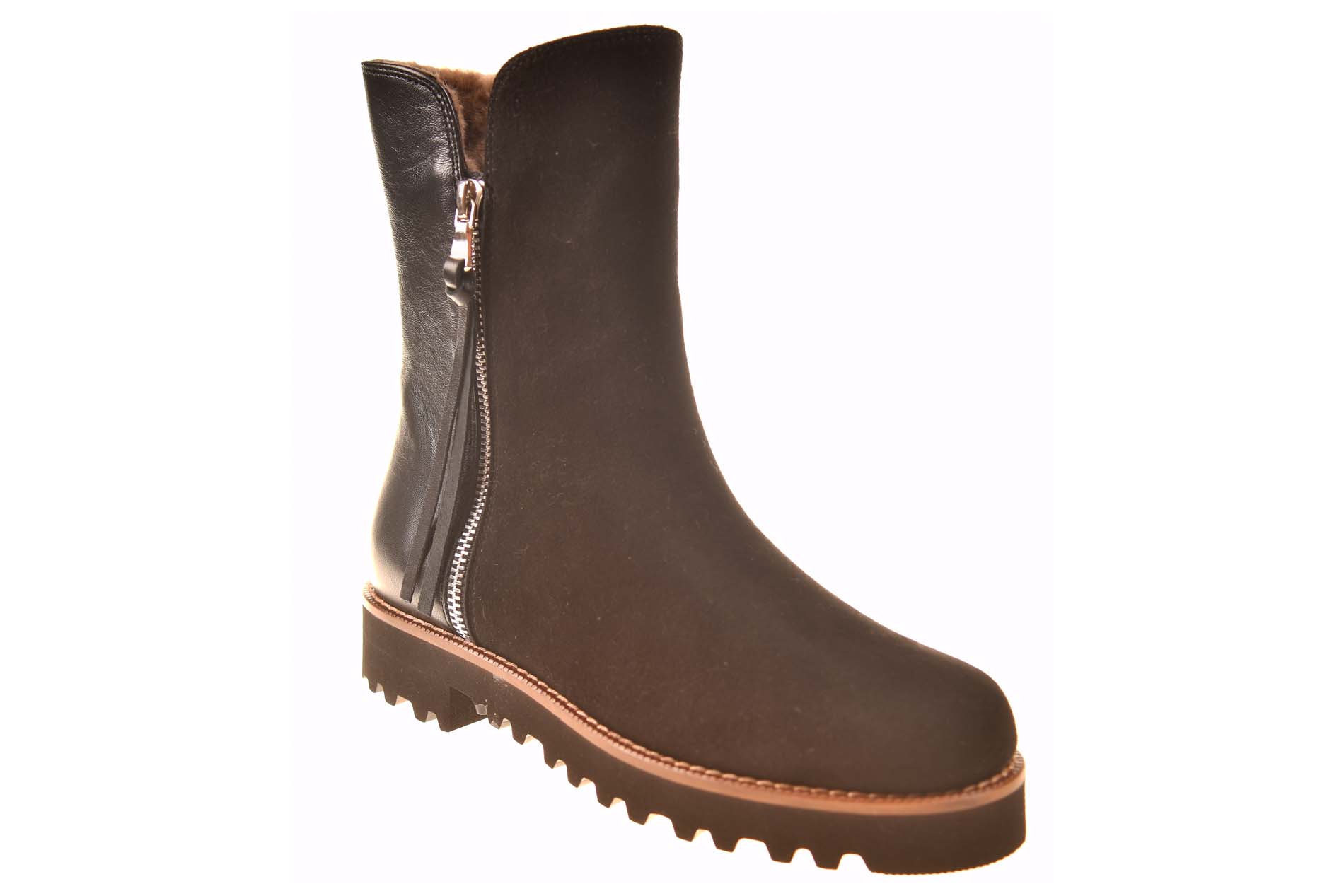 Lorbac vachtboot zwart suede en leer met profielzool twee ritsen lichtgewicht - Afbeelding 2