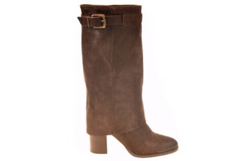 Debutto lange laars met omslag bruin suede crocoprint