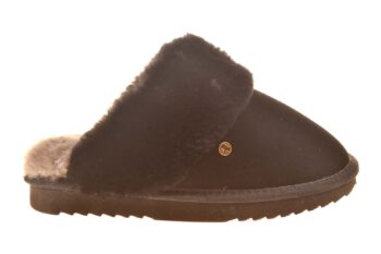 Warmbat slipper met echte vacht zwart