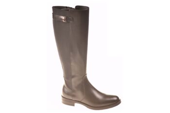 Nicole18 lange laars zwart leer met elastische kuit