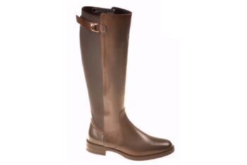 Nicole18 lange laars bruin leer met elastische kuit
